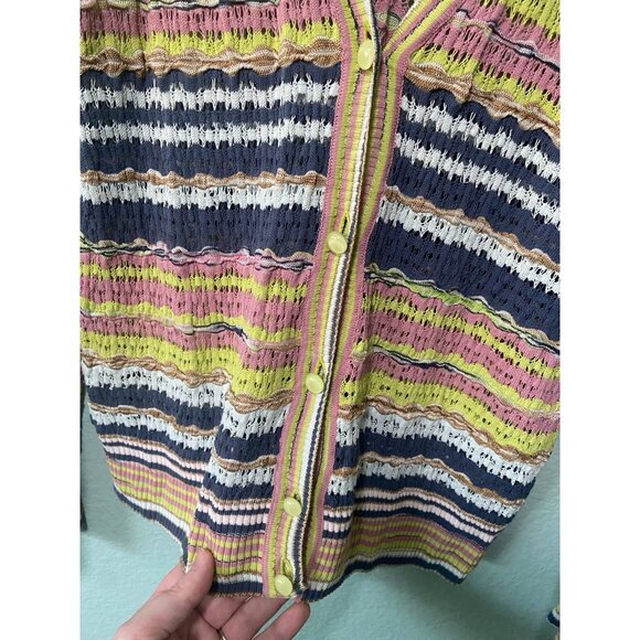 Vintage Missoni‎ Women's Stripe Button Up Cardigan Sweater Lime Green Size 10 - Picture 3 of 10